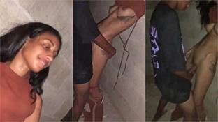 Adolescente dominicana cogiendo en un callejon con sus amigos