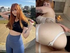 Follando brasileña pelirroja de culo grande