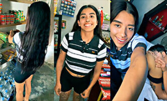 Jovencita cogiendo duro con el colmadero