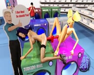 3DGSPOT – Two Busty Lesbians Try Double Dildo In A Public Store! UNCENSORED SEX!