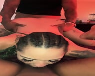 Ebony 3some With Creampie