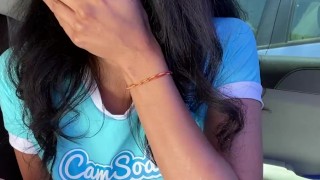 Teen Receptionist Harley almost busted masturbating in the parking lot