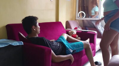 my cuckold’s stepbrother asked for my nail and spa services and we ended fucking in the living room