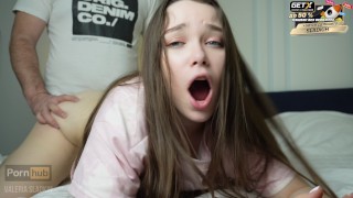 Caught Stepsister masturbating. She didn’t expect to be fucked by two cocks.Valeria Sladkih