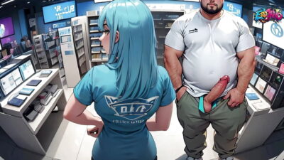 Cell phone saleswoman sees my penis in a store.