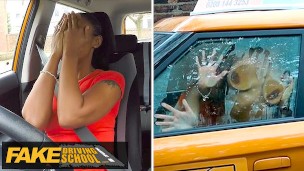 Fake Driving School – British ebony with natural boobs fucks her driving instructor
