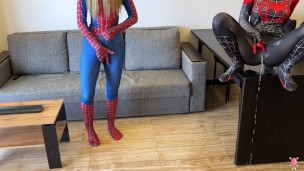 – Oh, no, I was bitten by a black spider! – And I was bitten by a red one. Let's squirt!