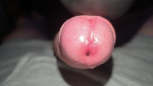 Vibrating my bell end with pre-cum and cumshot