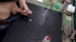 This is my WORKBENCH and I decided to MASTURBATE and CUM ON IT!