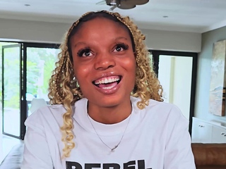 African blonde ebony model on casting