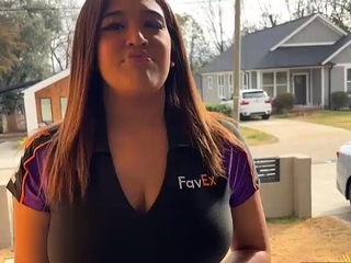 Big Boobed Delivery Girls Package Handling Blowjob Anal Fuck