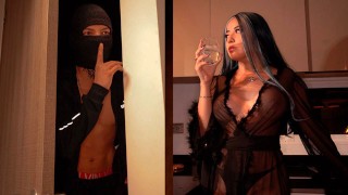 Busty housewife gets fucked by a burglar who breaks into her house – use my Honey Play Box toy