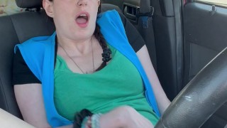 Cute brunette masturbates on lunch break