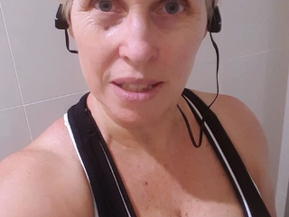 Cute blonde with big boobs solo