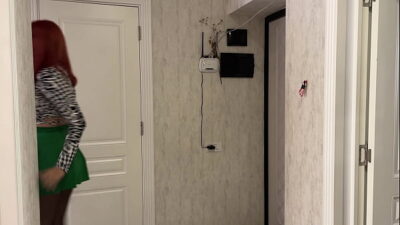 Cute Girl In Miniskirt and black pantyhose is tied up and fucked hard