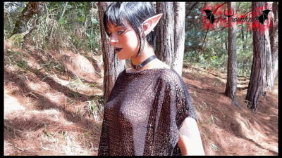gothic elf, masturbating in the forest