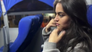 I suck an unknown passenger on a real bus and he cums in my mouth