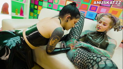 inked girl anuskatzz fetish latex anal play with morea black pussy licking fisting until squirt pov