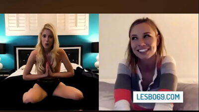Lesbian couple Aidra Fox and Charlotte Stokely have webcam sex for the first time