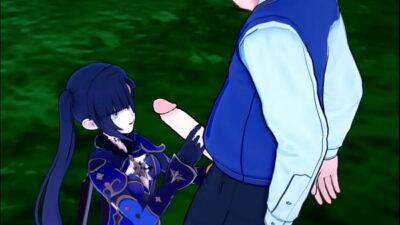 Mona de Genshin impact pierde la virginidad en el parque del sexo