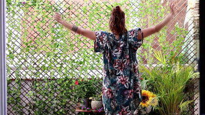 Wild Balcony Sex – Horny Babe Squirts Hard and Swallows Cum Outdoors